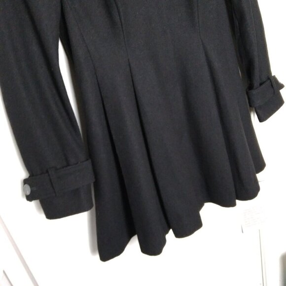 Asos NWT Black ALine Midi Skater Swing Fit & Flair Frock Coat Hidden Buttons S10 - Picture 8 of 16